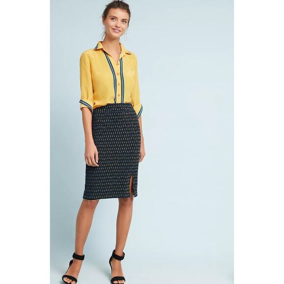 Maeve by Anthropologie Women's Hannon Textured Sweater Pencil Skirt Size 14 Navy - Picture 1 of 6